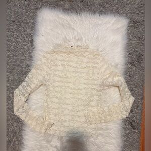 Cream Lace Mock Neck Blouse